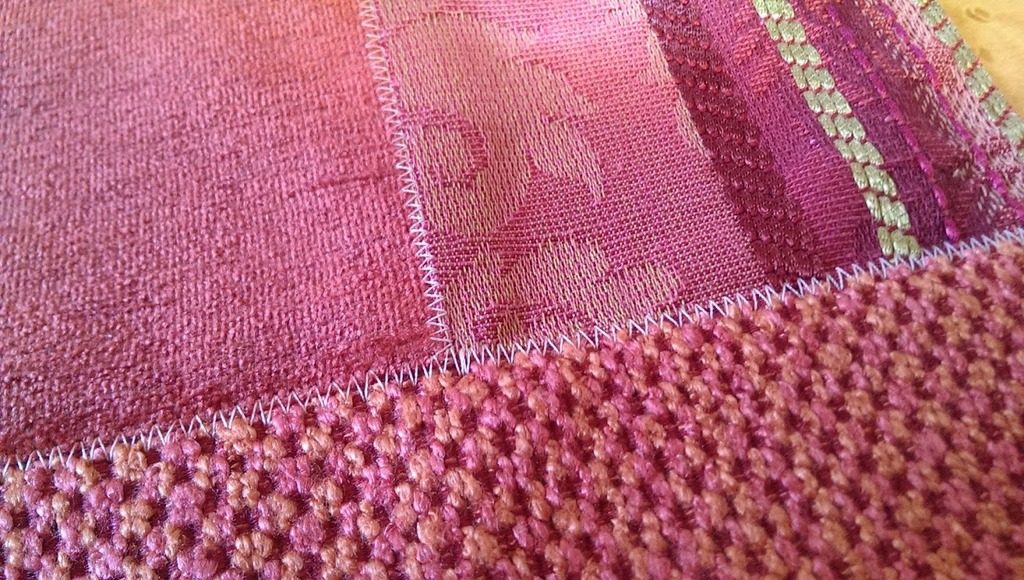 Pink scraps sewn together