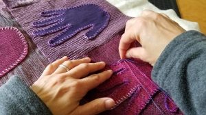 ANY Texture Work in Progress "Give a Hand" art quilt