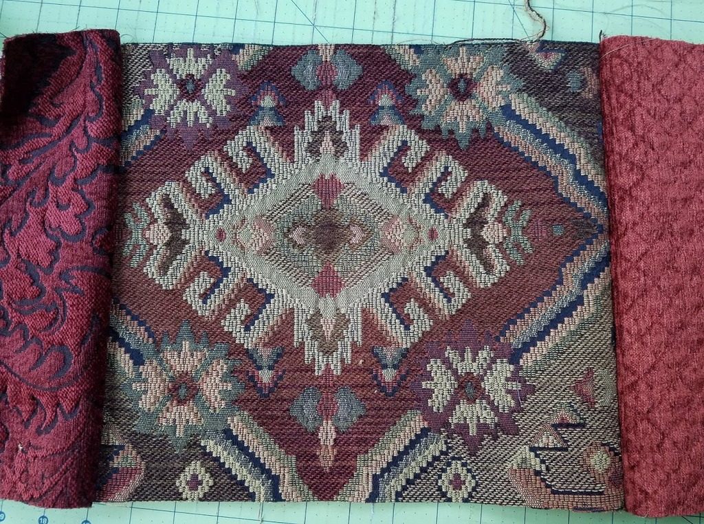 Matching luxurious fabrics for Renaissance Tote