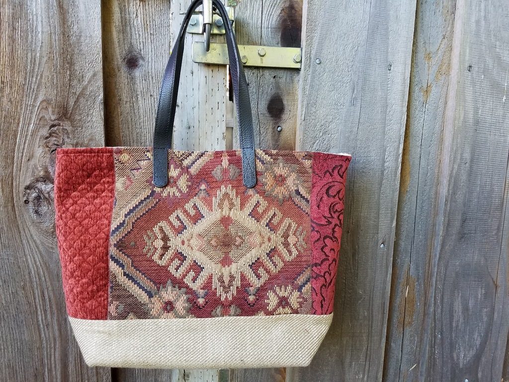 ANY Texture Finished Renaissance Tote, luxurious upholstery fabric handbag
