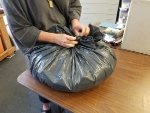 Opening fabric bags at FabMo's facility