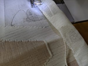 Reusable produce bag tutorial: Sew folded top over cord