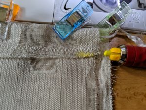Reusable produce bag tutorial: Where to begin the stitch.