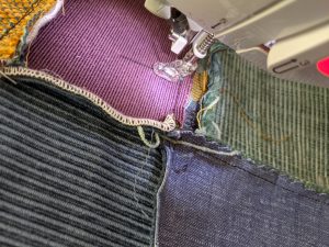 Sewing fabric patches together