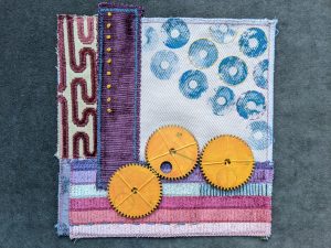 Fabric collage with found objects