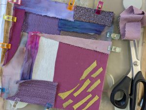 Textile collage in progress