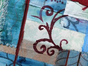 textile collages in progress