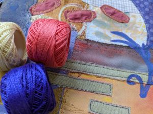 textile collages in progress
