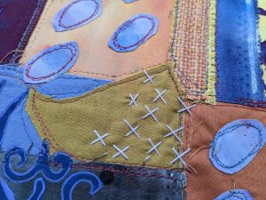 textile collages in progress
