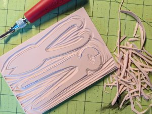 Hand carved lino stamp