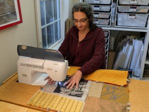 Sewing the quilt together
