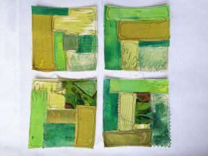 Four small artworks in progress