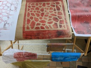 Drying gel plate prints