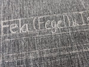 Writing names on quilt