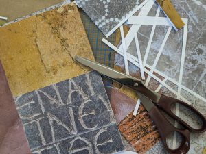 Collage making process for Italy-inspired art journal