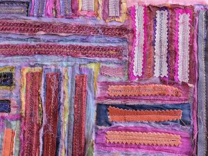 close up of finished "Cloth Strokes" art quilt