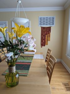 Algae quilt/table runner on the table
