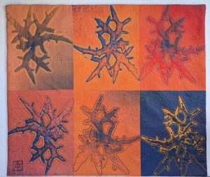 "Yaacov's Algae in Orange" art quilt
