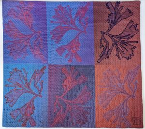"Yaacov's Algae in Blue" art quilt