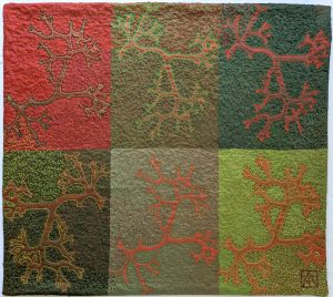 "Yaacov's Algae in Green" art quilt