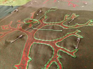 "Yaacov's Algae" art quilt in progress