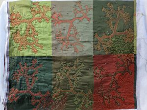 "Yaacov's Algae" art quilt in progress