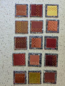 Arranging a fabric squares composition