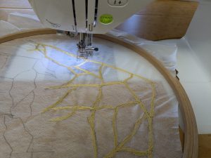 Machine stitching on soluble fabric